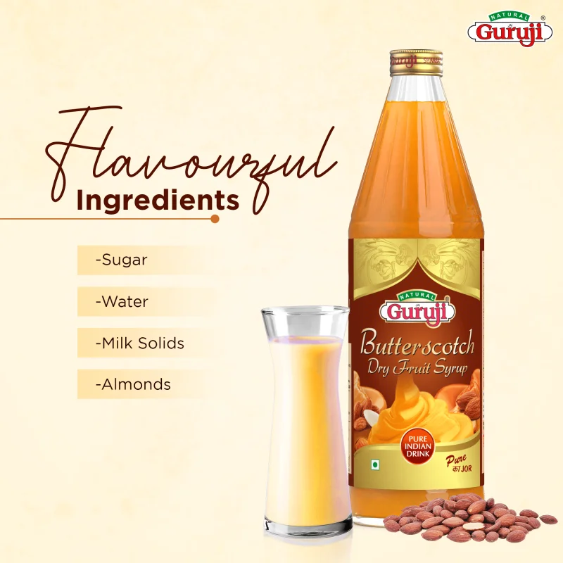 Guruji Butterscotch Dry Fruit Syrup 750ml - Image 3