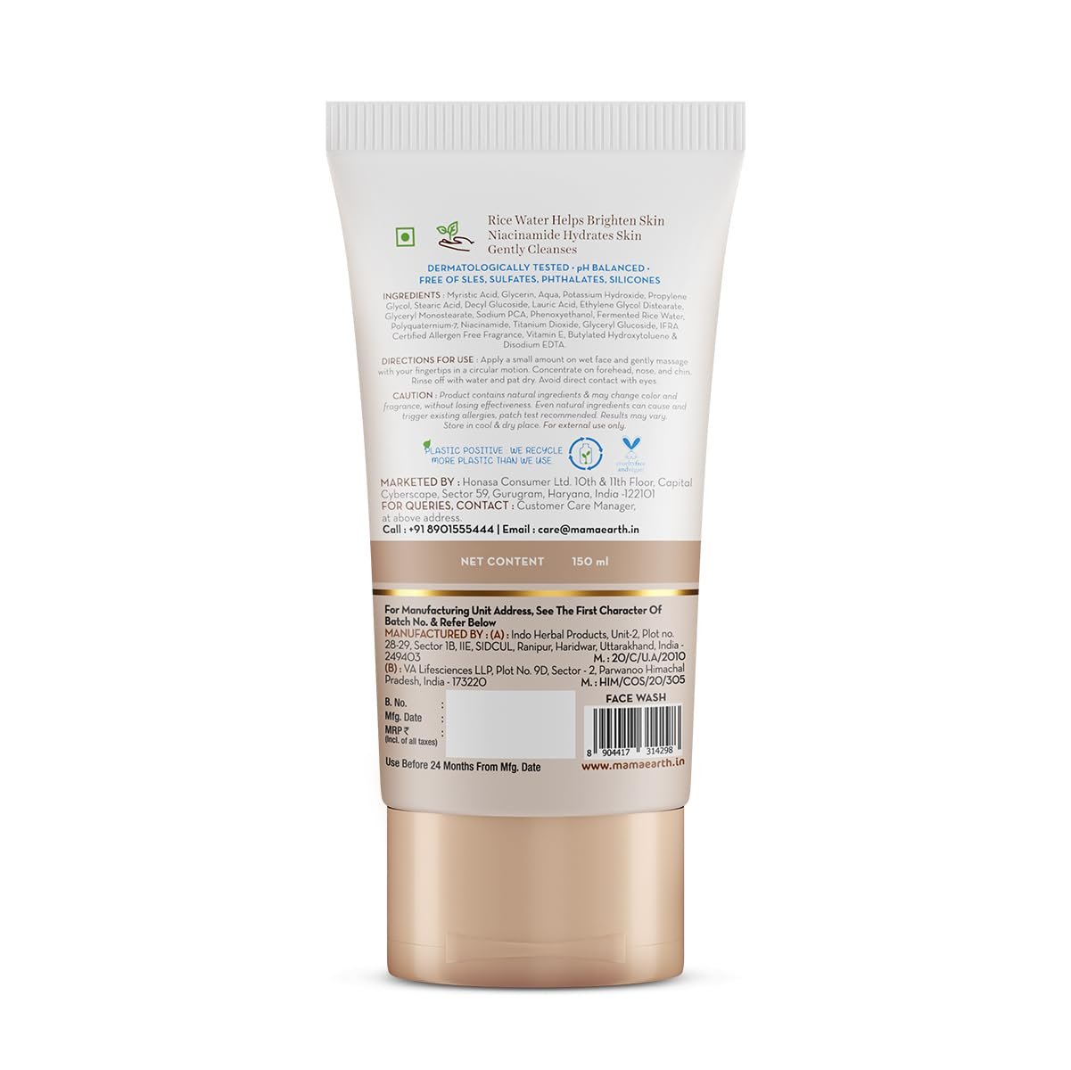 Mamaearth Rice Dewy Bright Face Wash 150ml - Image 3