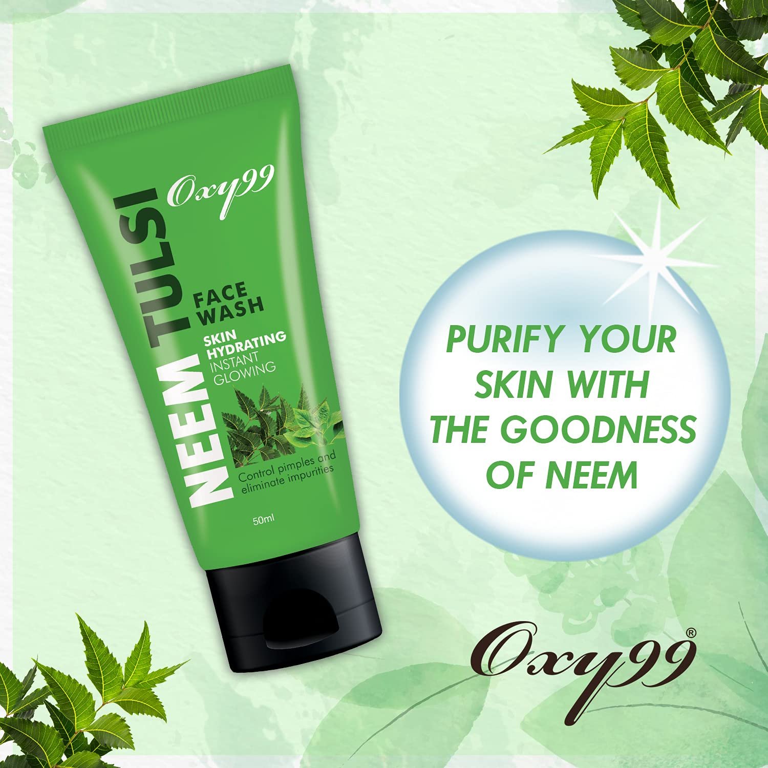Oxy 99 Tulsi Neem Face Wash 50ml - Image 3