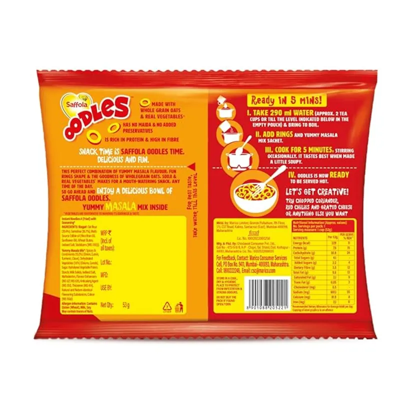 Saffola Oodles Ring Noodles 53gm - Image 3