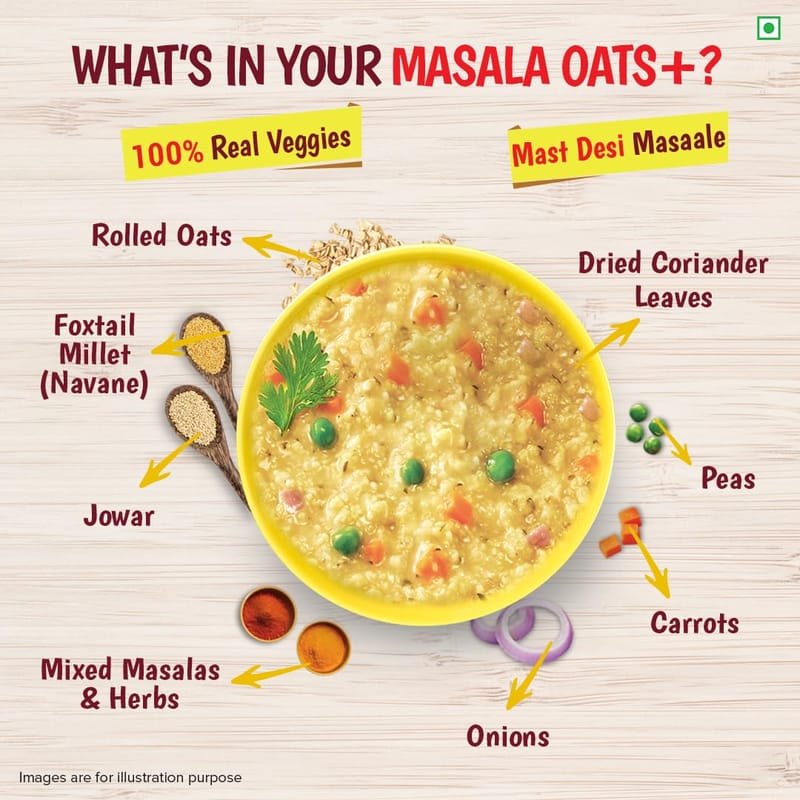 Tata Masala Oats Veggie 33gm - Image 3