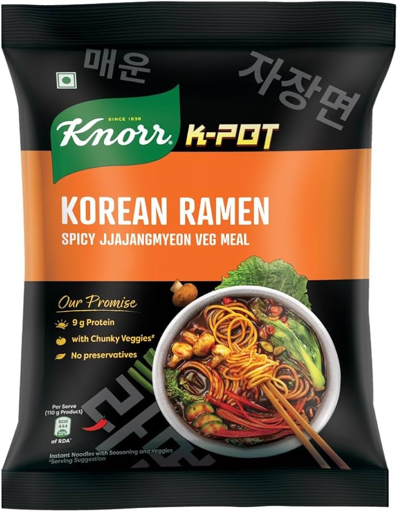 KNORR KOREAN RAMEN SPICY JJAJANGMYEON VEG MEAL NOODLES 110G