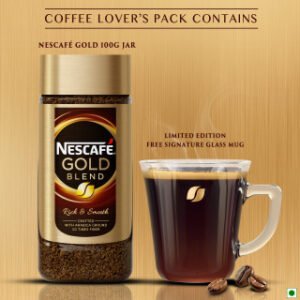NESCAFE GOLD BLEND COFFEE 100G ( FREE GLASS MUGS )