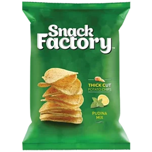 SNACK FACTORY THICK CUT POTATO CHIPS PUDINA MIX 90G